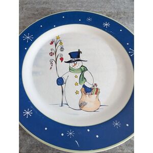 A Cute Snowman Christmas Dinner Plate 10 1/2"